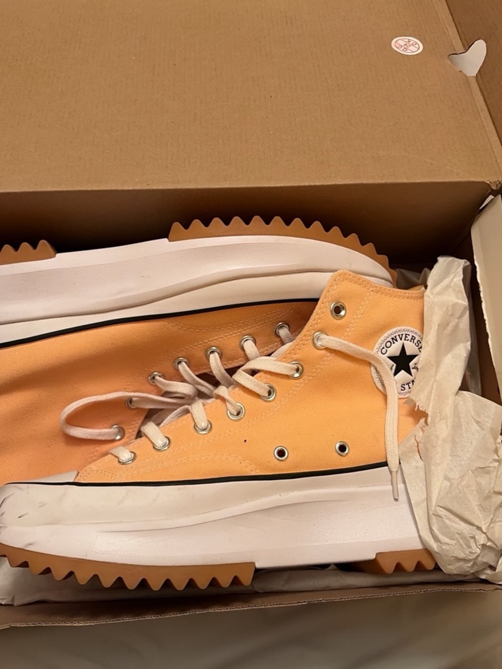 Converse Run Star High Top Sneakers - Peach/White